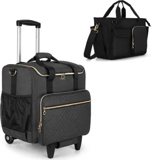 LUXJA Rolling Teacher Bag with Bible Bag, Black