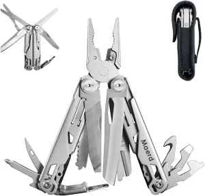 Maerd P11 Multitool, 19in1 Premium Hard Stainless Steel Multi tools Self-Locking, Outdoorsman Survival Camping EDC Multitools, Saw, First Aid Scissors, Sturdy Spring Pliers, Hexagon Wrench