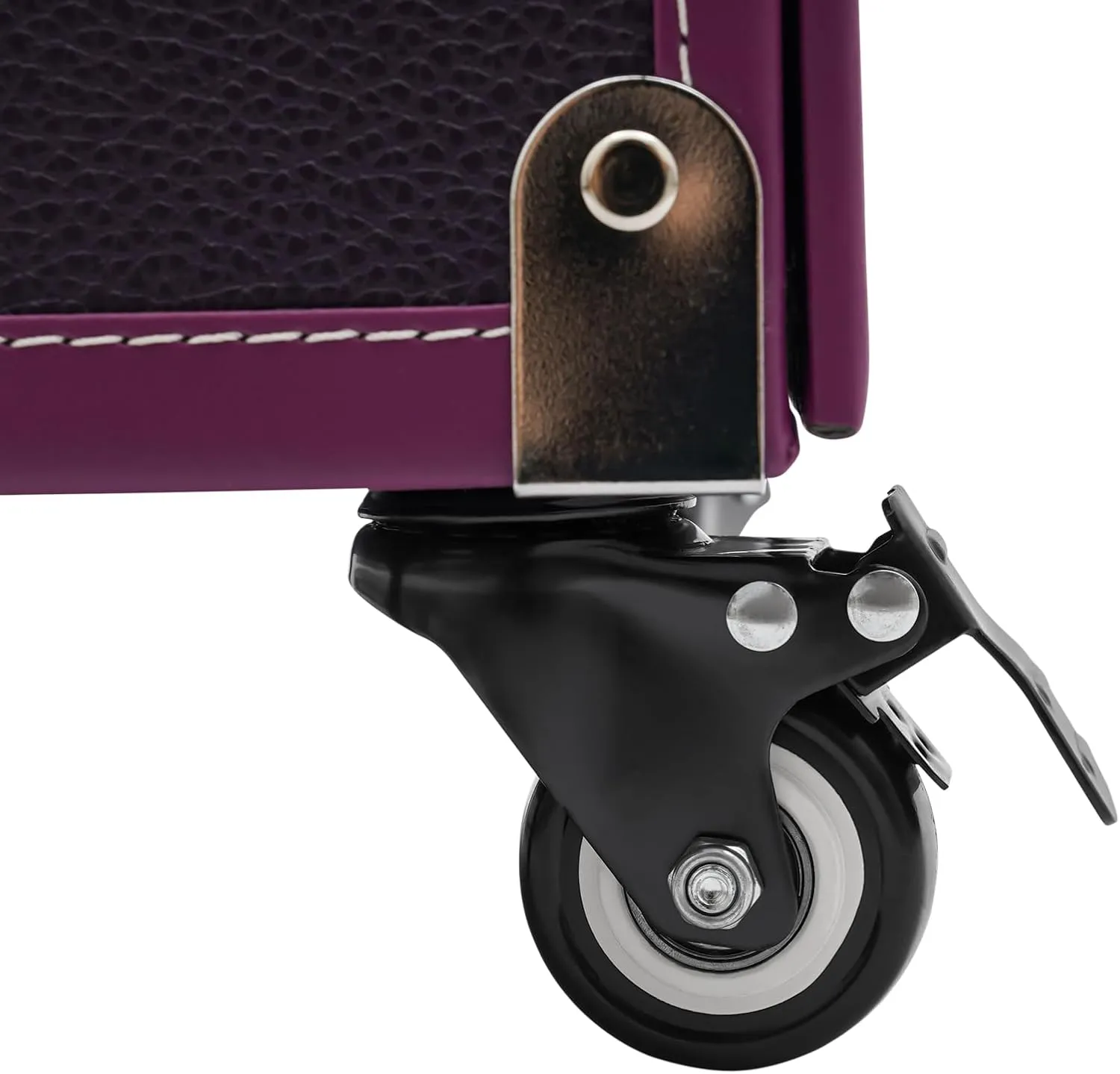 Makeup Rolling Train Case Aluminum Salon Trolley Nail bag Organizer Case Professional Manicure Tool kit Travel Cart Trunk with lock for Cosmetic Barber Studio Artists(Silver Clasp Purple)