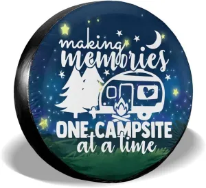Making Memories One Campsite Starry Sky Camping Spare Tire Cover Weatherproof Wheel Protectors Universal Fit for Trailer Rv SUV Truck Camper Travel Trailer 14" 15" 16" 17"