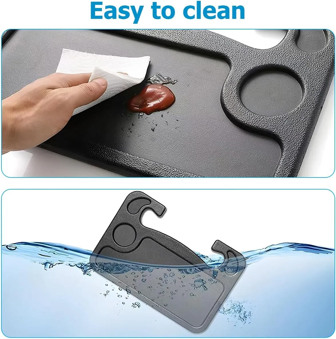 Mandark Car Steering Wheel Tray, 2 in 1 Auto Steering Wheel Desk for Eating Drinks Laptop, Multipurpose Vehicle Interior Travel Essential Table Accessories, Universal for RV, SUV, Truck (Black-1)