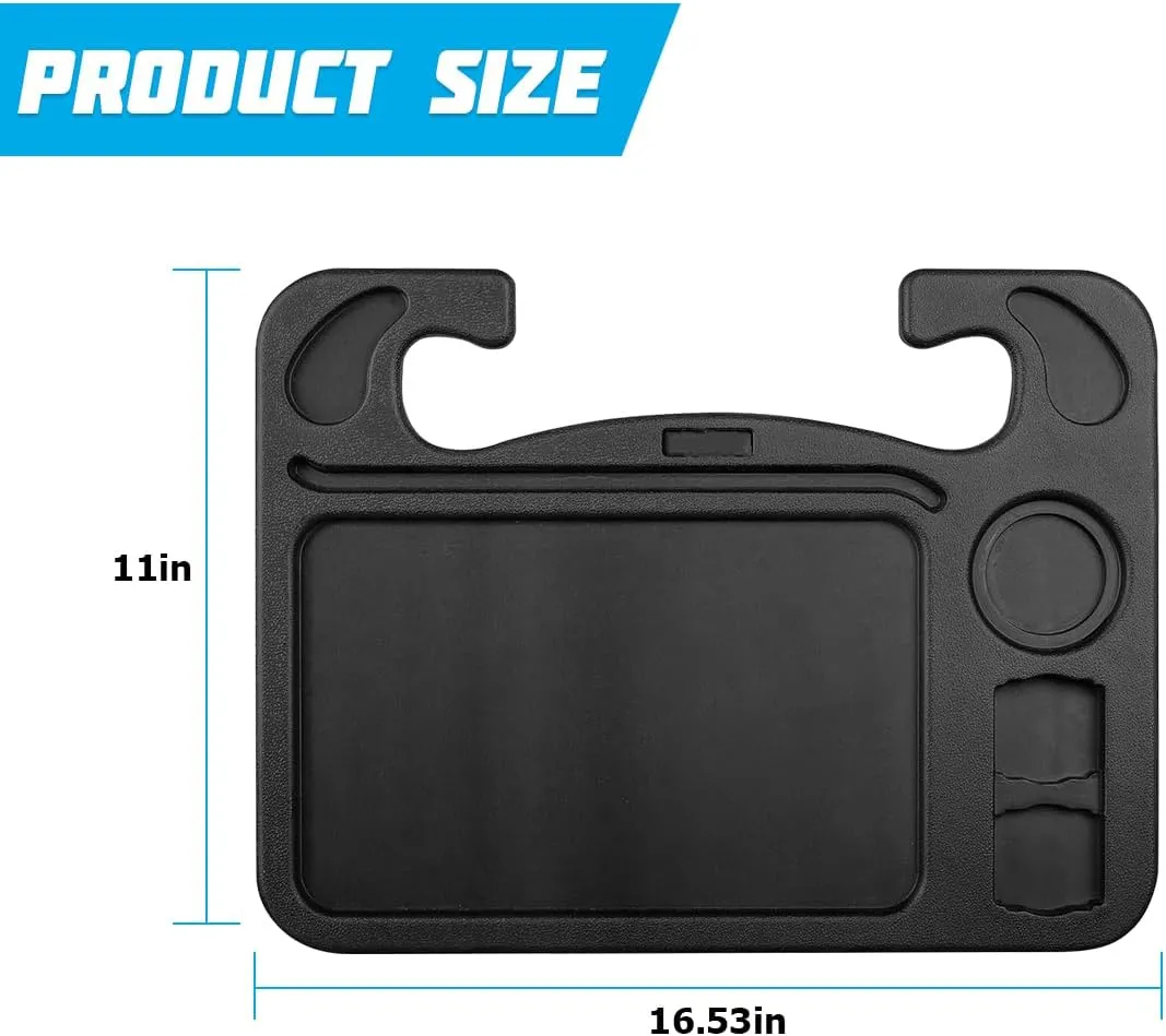 Mandark Car Steering Wheel Tray, 2 in 1 Auto Steering Wheel Desk for Eating Drinks Laptop, Multipurpose Vehicle Interior Travel Essential Table Accessories, Universal for RV, SUV, Truck (Black-1)