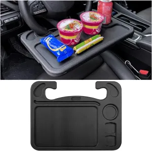 Mandark Car Steering Wheel Tray, 2 in 1 Auto Steering Wheel Desk for Eating Drinks Laptop, Multipurpose Vehicle Interior Travel Essential Table Accessories, Universal for RV, SUV, Truck (Black-1)