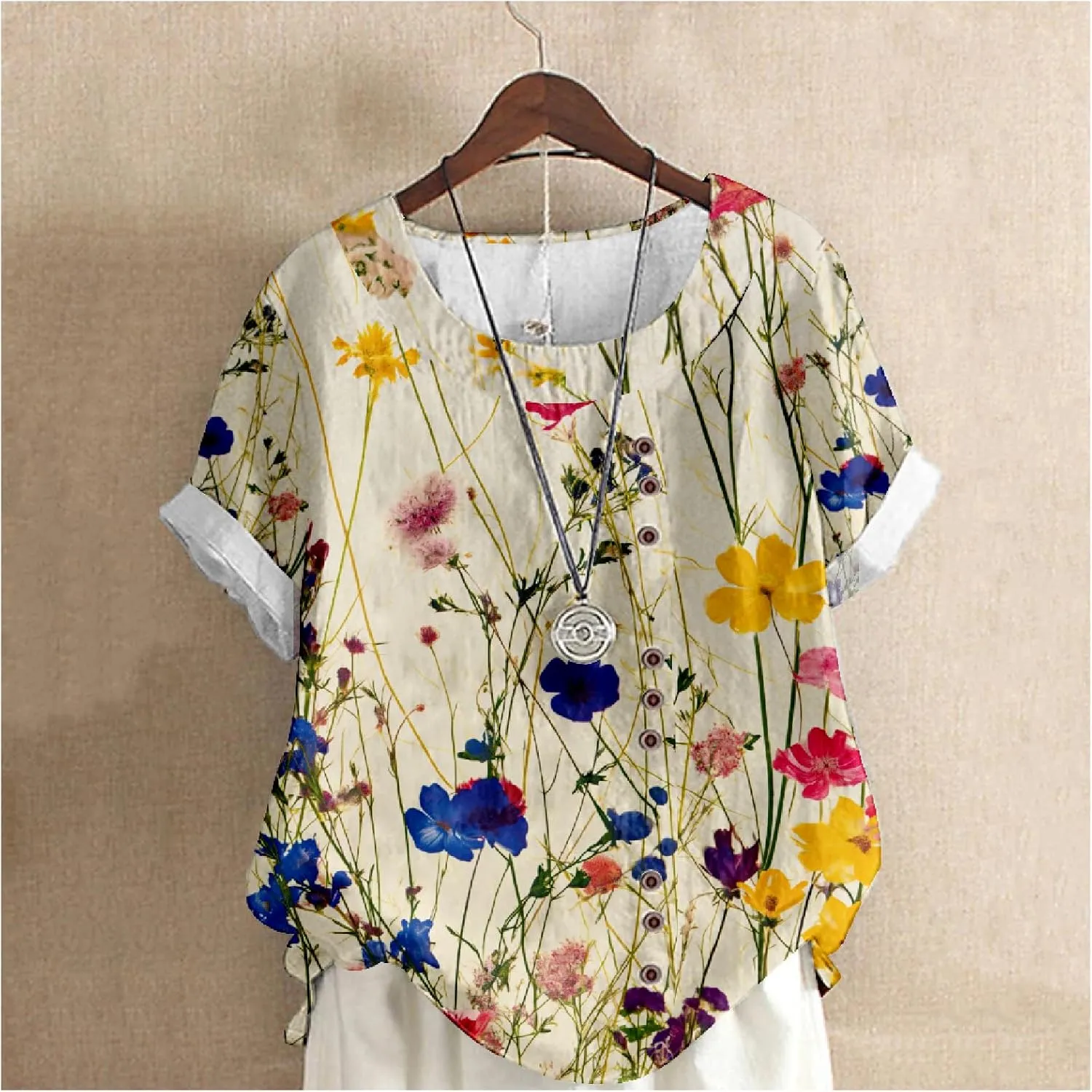 MARSVOVO Casual Short Sleeve T Shirt for Women Crewneck Oversized Tops Lightweight Soft