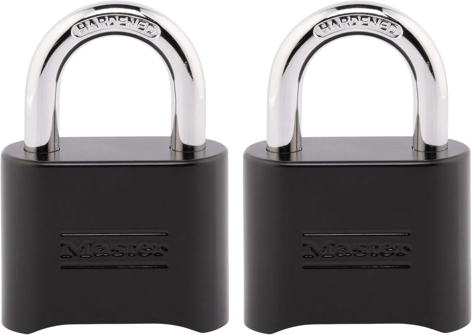 Master Lock Black Combination Padlock, Set Your Own Combo Lock, Weather Resistant Indoor and Outdoor Padlocks with Code for Gym Locker, Gate, Shed, 2 Pack, 178EC2