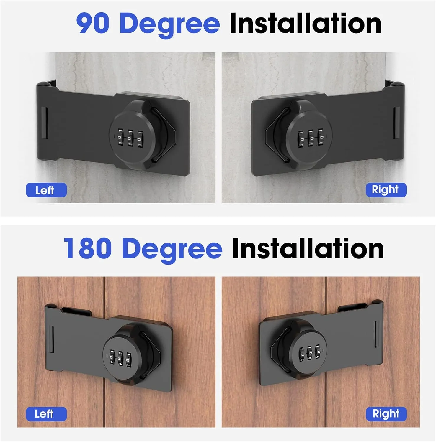 Mechanical Password Rotary Hasp Locks, Cabinet Locks with Combination, Door Security Gate Locks for Small Doors, Cabinets, Barn Door, Bathroom, Outdoor, Closet, Fence (Black)