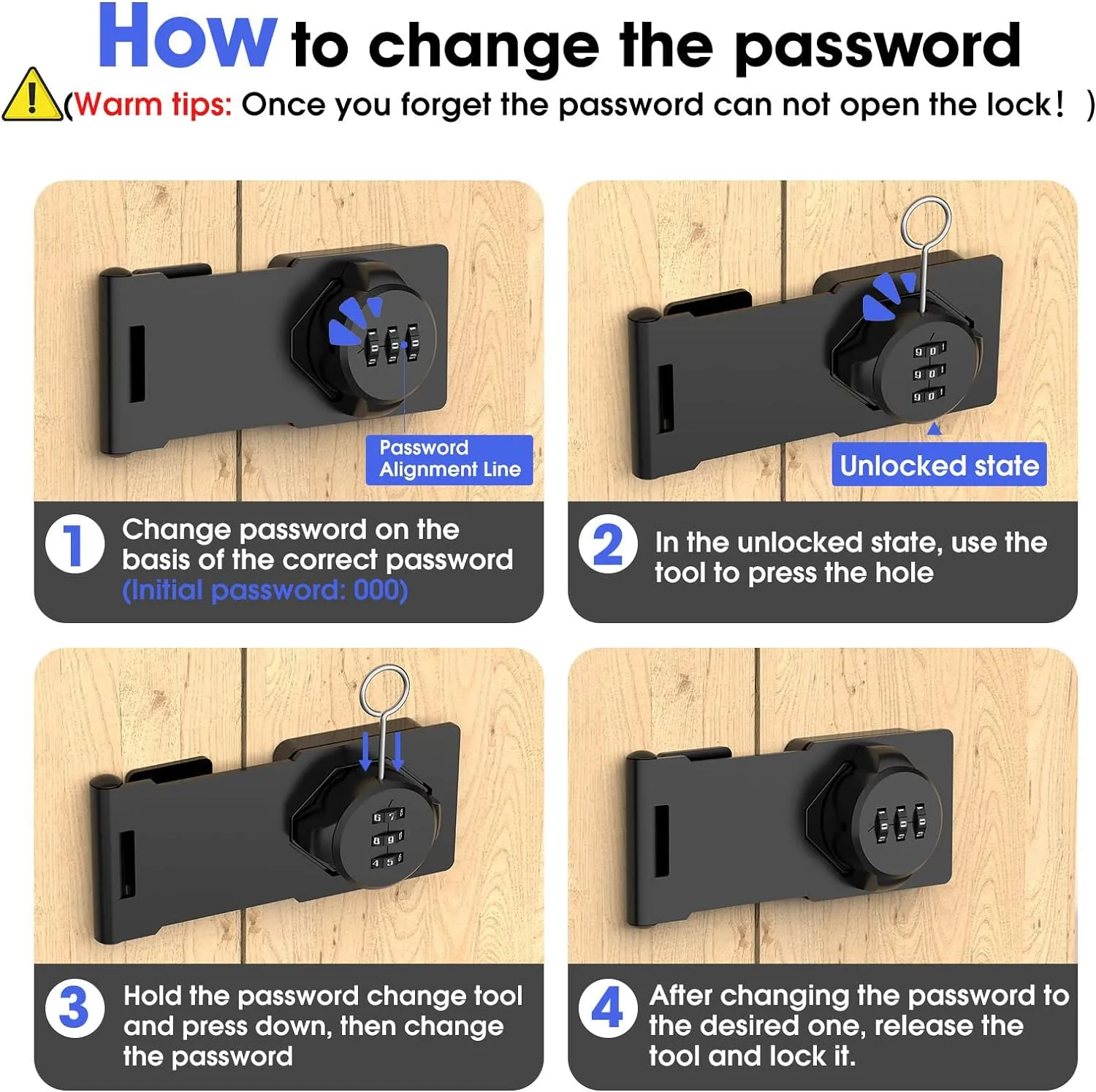 Mechanical Password Rotary Hasp Locks, Cabinet Locks with Combination, Door Security Gate Locks for Small Doors, Cabinets, Barn Door, Bathroom, Outdoor, Closet, Fence (Black)