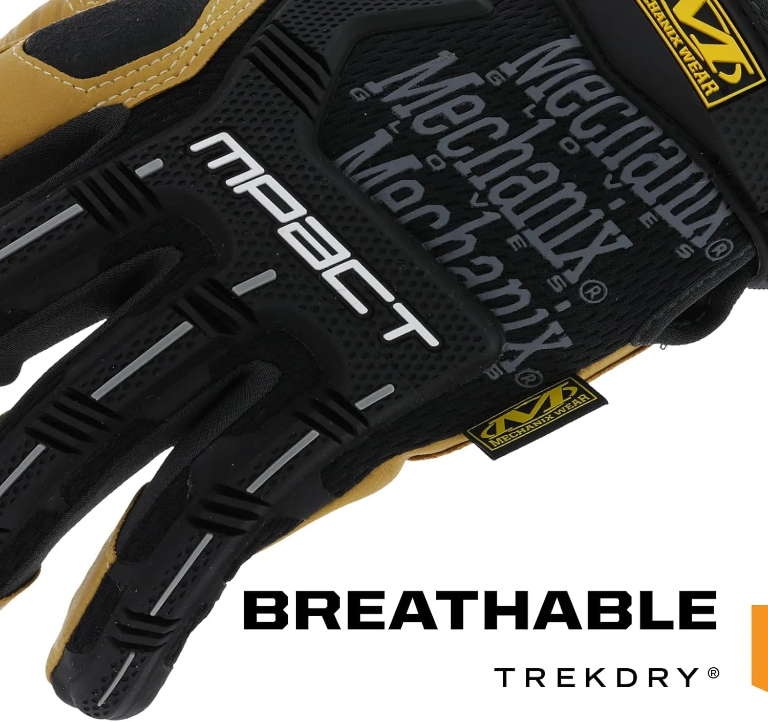 Mechanix Wear: Material4X M-Pact Synthetic Leather Work Gloves, Safety Gloves with Impact Protection and Vibration Absorption, Abrasion Resistance, Work Gloves for Men (Brown, Large)