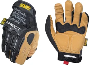 Mechanix Wear: Material4X M-Pact Synthetic Leather Work Gloves, Safety Gloves with Impact Protection and Vibration Absorption, Abrasion Resistance, Work Gloves for Men (Brown, Large)