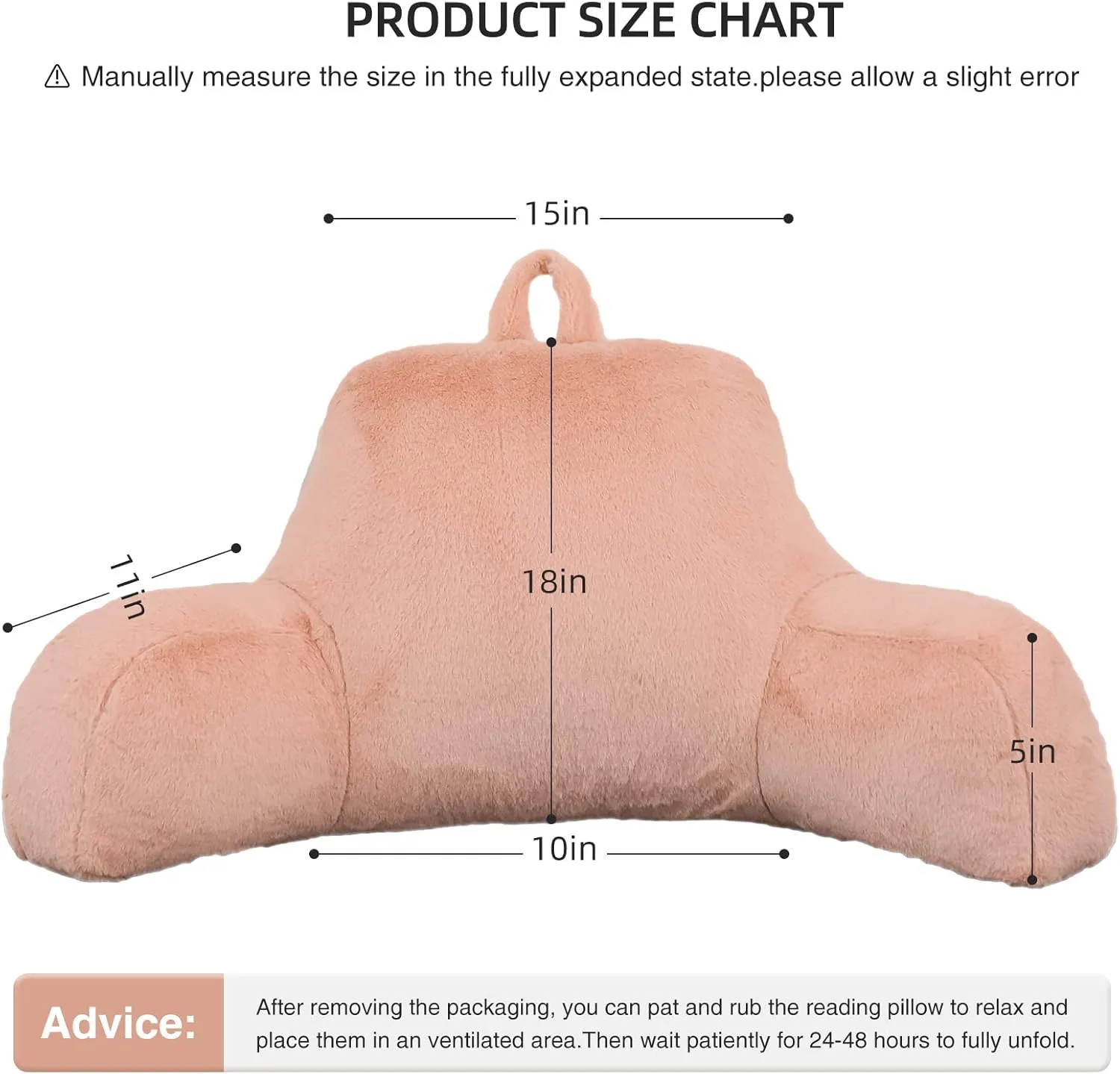 Meeting Story Reading Pillow Adult Backrest with Arms, Back Pillow Support for Sitting Up in Bed Chair Pillow Reading & Bed Rest Pillows (Pink)
