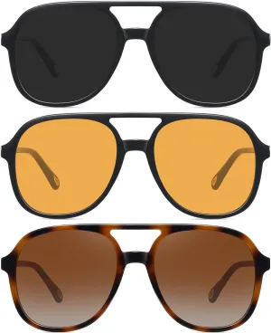 MEETSUN Retro Oversized Aviator Sunglasses for Women Men Trendy Square Aviators 70s Vintage Sun Glasses