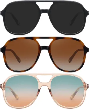 MEETSUN Retro Oversized Aviator Sunglasses for Women Men Trendy Square Aviators 70s Vintage Sun Glasses