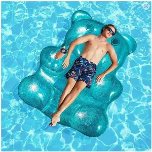Member's Mark Oversized Teal Bear Pool Float, Inflatable Swimming Pool Lounger