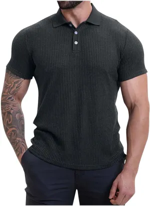Men Short Sleeve Shirts Casual Lapel Button T-Shirts Trendy Loose Fit Athletic Beach Tops Fashion Summer Clothes