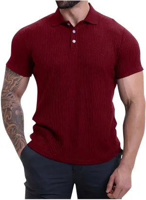Men Short Sleeve Shirts Casual Lapel Button T-Shirts Trendy Loose Fit Athletic Beach Tops Fashion Summer Clothes