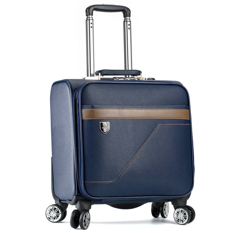 men's 16 inch business case box, universal wheel, pull rod box PU leather small cipher travel box