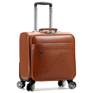 men's 16 inch business case box, universal wheel, pull rod box PU leather small cipher travel box
