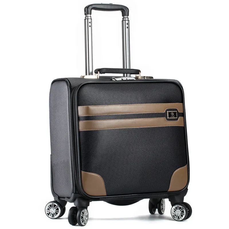 men's 16 inch business case box, universal wheel, pull rod box PU leather small cipher travel box