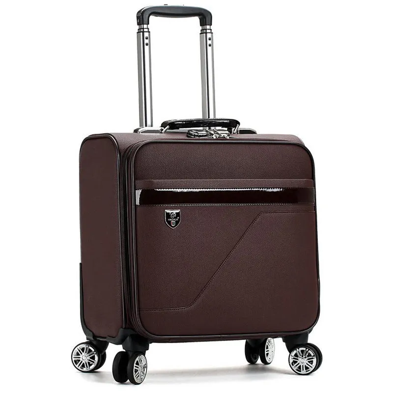 men's 16 inch business case box, universal wheel, pull rod box PU leather small cipher travel box