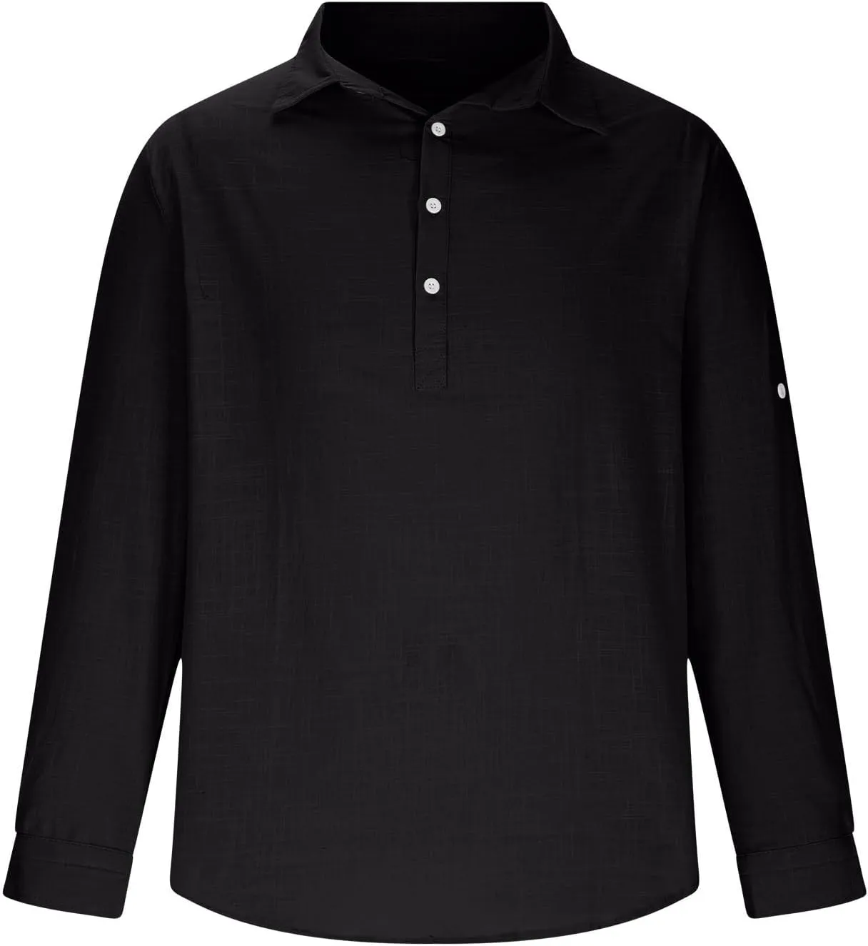 Men's Linen Polos Shirts Long Sleeve Hippie Casual Beach T-Shirt Casual Regular Fit Golf Shirt with Collar