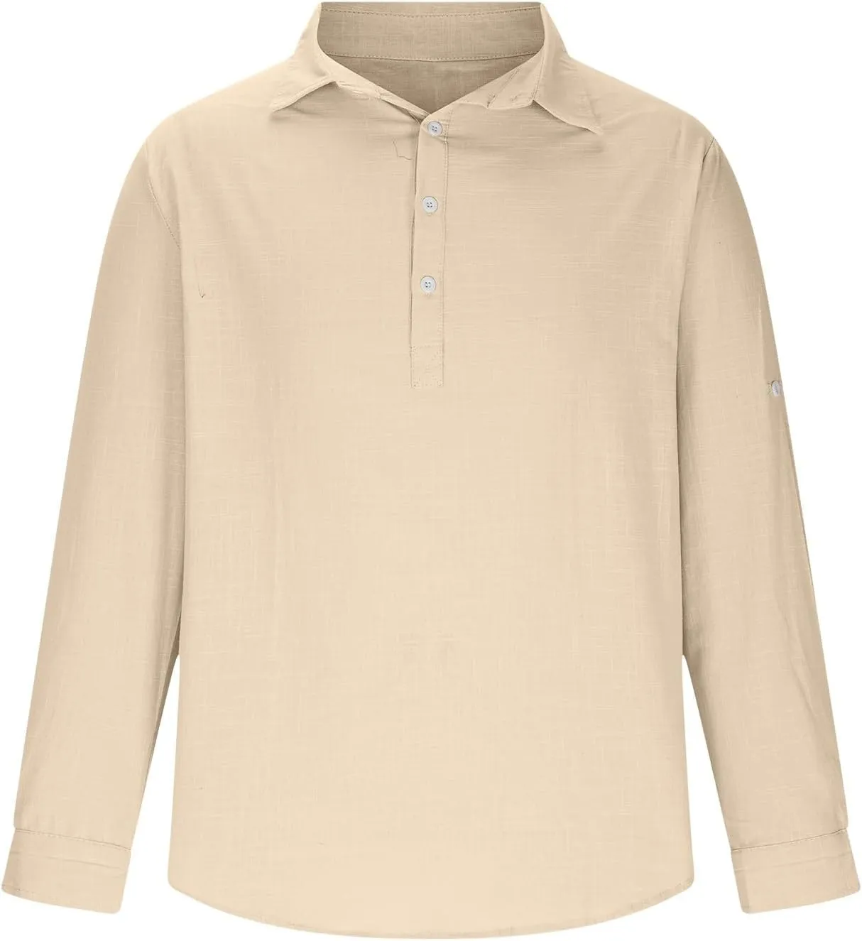 Men's Linen Polos Shirts Long Sleeve Hippie Casual Beach T-Shirt Casual Regular Fit Golf Shirt with Collar