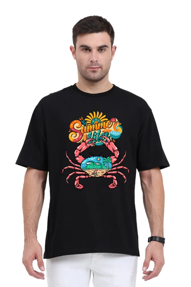 Men's Oversized Classic T-Shirt – "Summer Vibes" Crab
