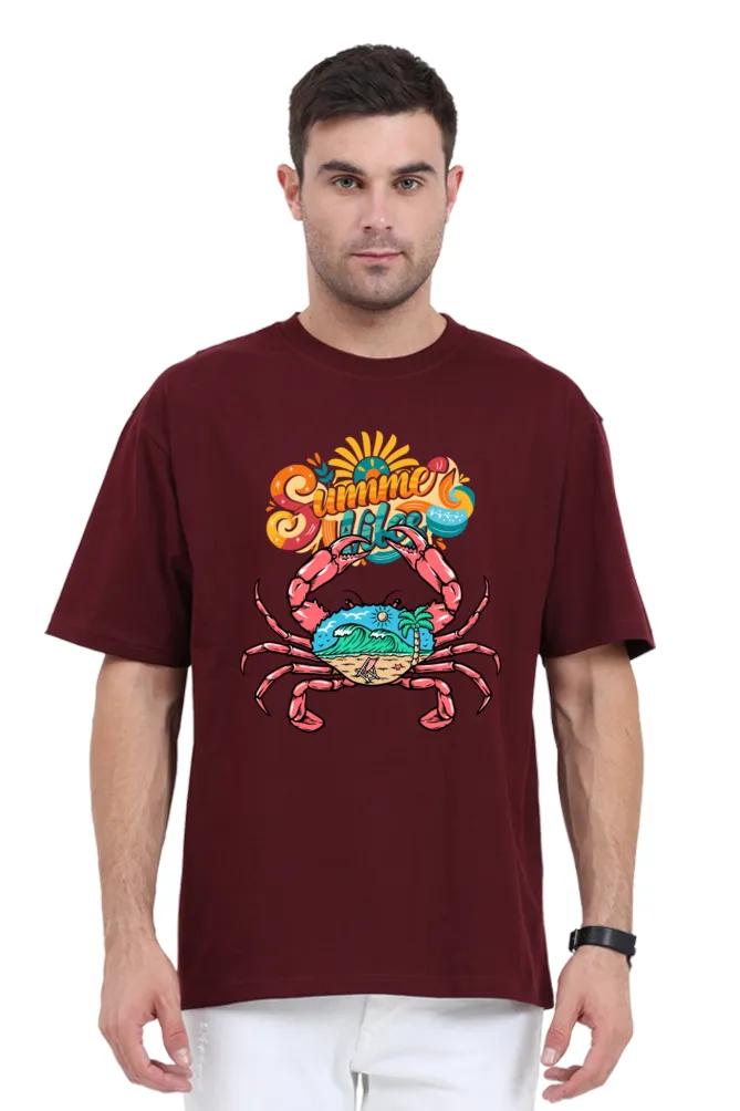 Men's Oversized Classic T-Shirt – "Summer Vibes" Crab