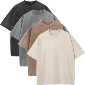 Men's Oversized T-Shirts Unisex Vintage Tees Acid Wash Cotton Tshirt Short Sleeve Casual Shirt