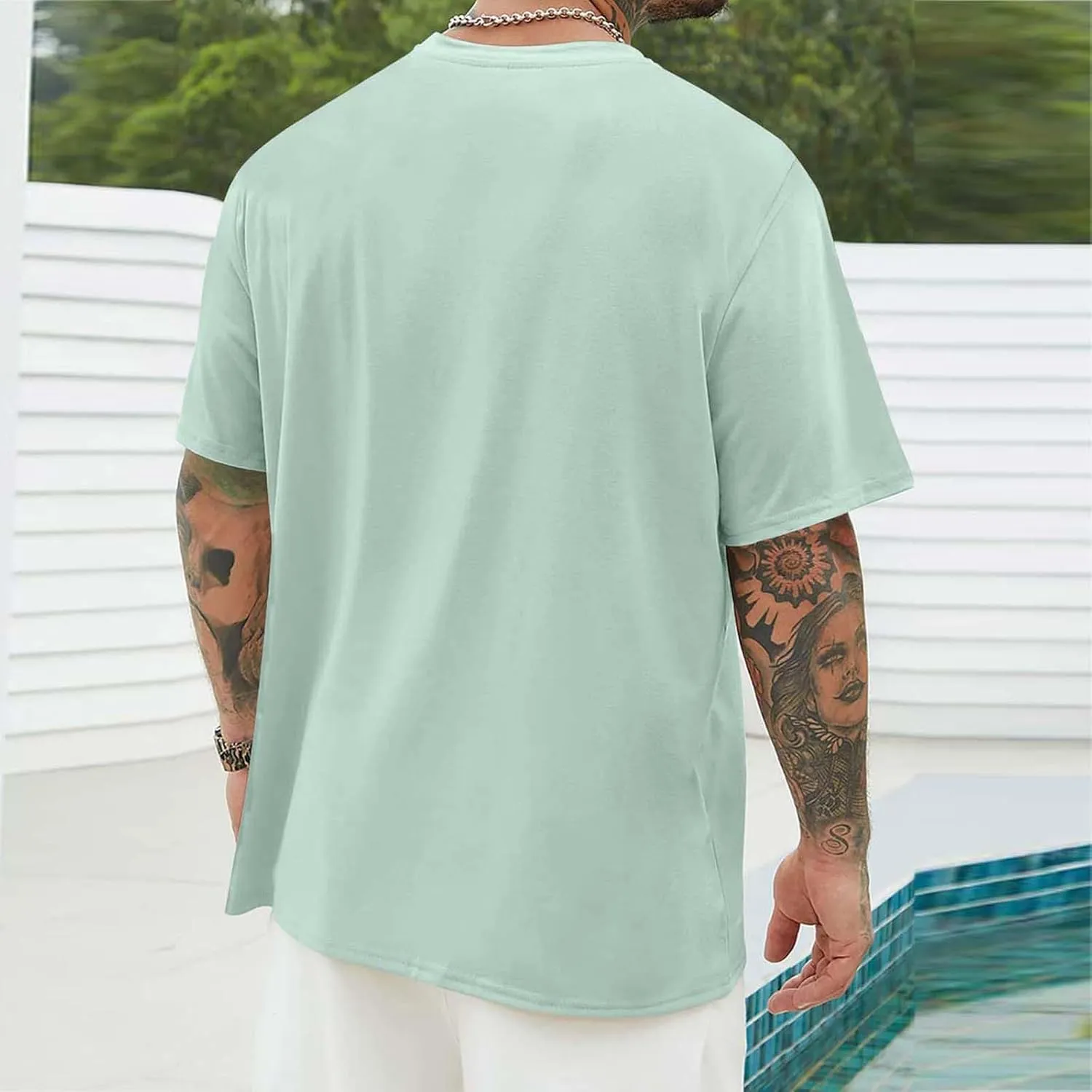 Mens Shirts Big and Tall Short Sleeve Print Summer Causal Shirt Loose Fit Solid Crewneck Beach Workout Tops 2025