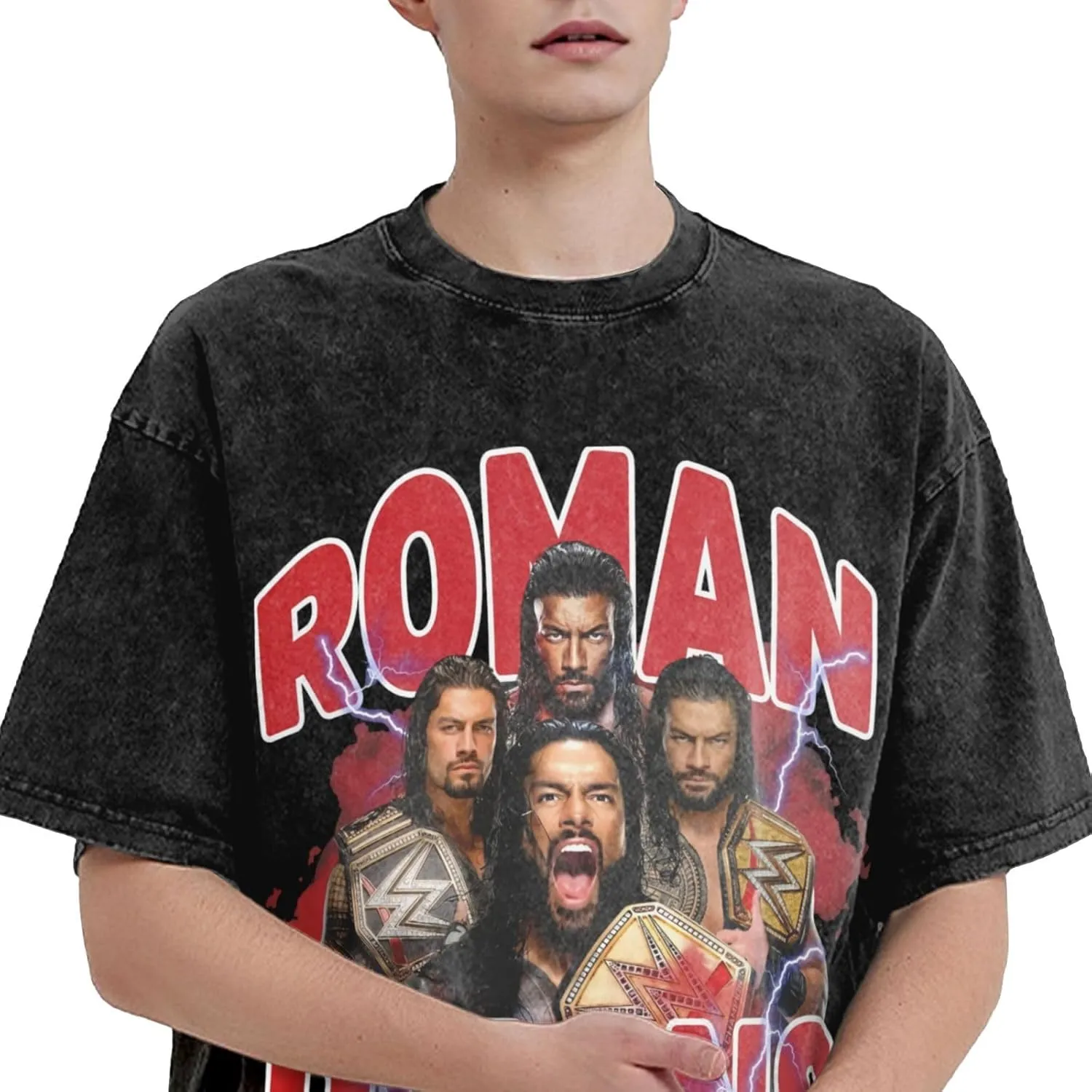 Men's Vintage Oversized Drop Shoulder Novelty T Shirts Loose Wash Solid Tees Tops