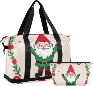 Merry Christmas Cartoon Dwarfs Duffel Bag Travel Weekender Gear Bag with Toiletry Bag for Sports Foldable