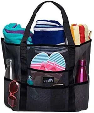 Mesh Sand Free Bag - Strong Lightweight Bag For Beach & Vacation Essentials. Tons of Storage!