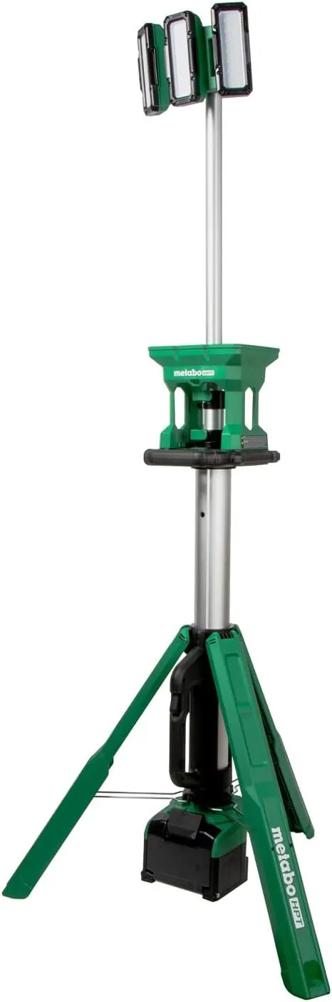 Metabo HPT 18V MultiVolt™ Cordless 4,000 Lumen LED Tripod Site Light, Water & Dust Resistant, Up to 16.8 Hours Long Lasting Light, 66 LED Lights in 3 Rotatable Panels, Tool Body Only, UB18DGQ4