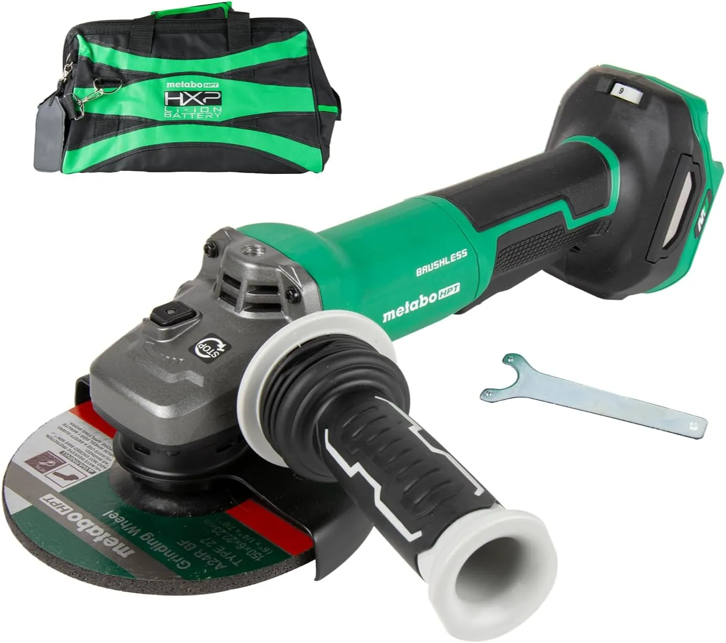 Metabo HPT 36V MultiVolt™ Cordless Brushless 6" Variable Speed Paddle Switch Angle Grinder, Compact Power Tool for Polishing/Finishing, Grinding, Rust Removal, Tool Body Only, G3615DVFQ6