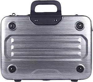 Metal Briefcase Tote Computer Case Bag Business Slim Shoulder Documentation Office Lawyer Briefcase (Color: Silver)