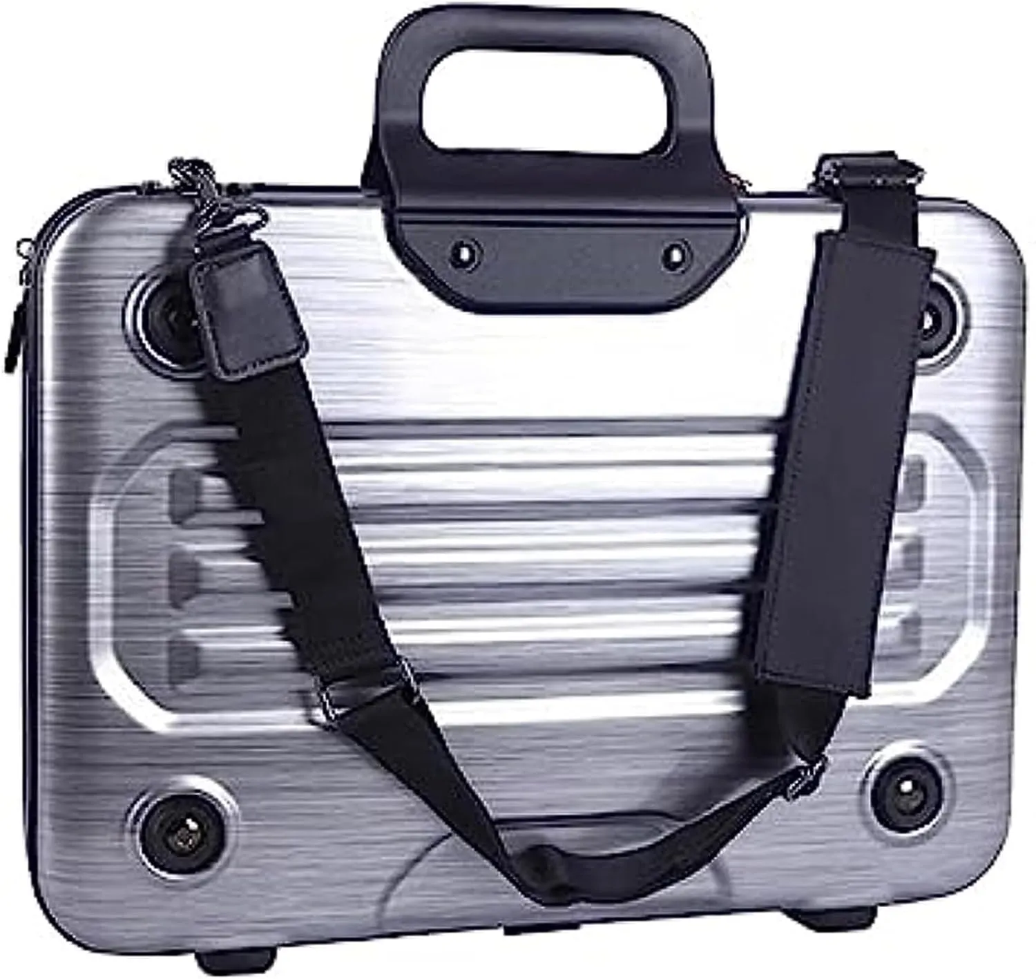 Metal Briefcase Tote Computer Case Bag Business Slim Shoulder Documentation Office Lawyer Briefcase (Color: Silver)