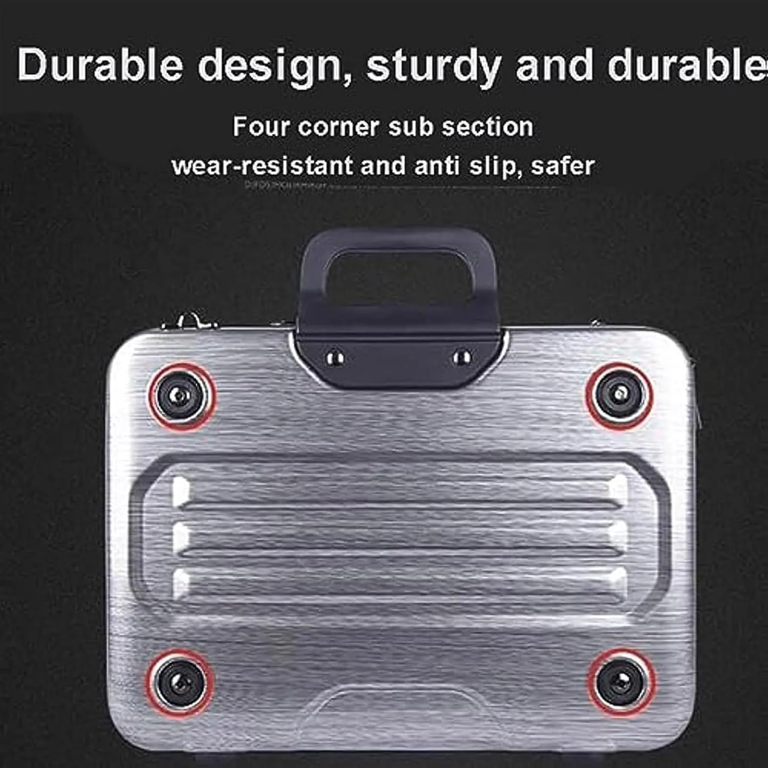 Metal Briefcase Tote Computer Case Bag Business Slim Shoulder Documentation Office Lawyer Briefcase (Color: Silver)