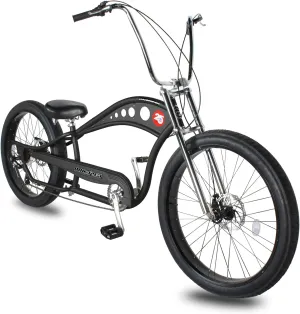 MICARGI 26 Vancouver Complete Cruiser Bikes Stretch Steel Frame Single-Speed & 7-Speed High Rise Handlebars & Low Handlebars Fat Tires Adult Beach Cruiser Chopper Bike Multiple Color