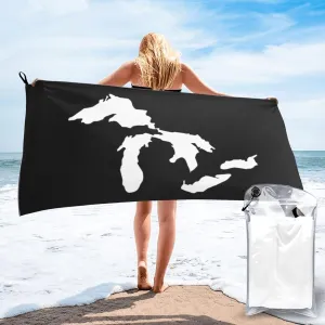 Michigan Great Lakes State Beach Towel with Travel Bag 31.5"x63" Quick Dry Sand Free Lightweight Large Oversized Towels Light Vacation Essentials