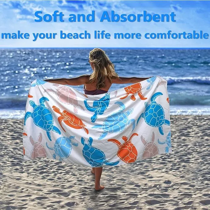 Microfiber Beach Towels 2 Packs, Oversized Quick-Dry Towels for Adults, Lightweight Thin Towels (72" x 36") for Swimming, Beach, Camping