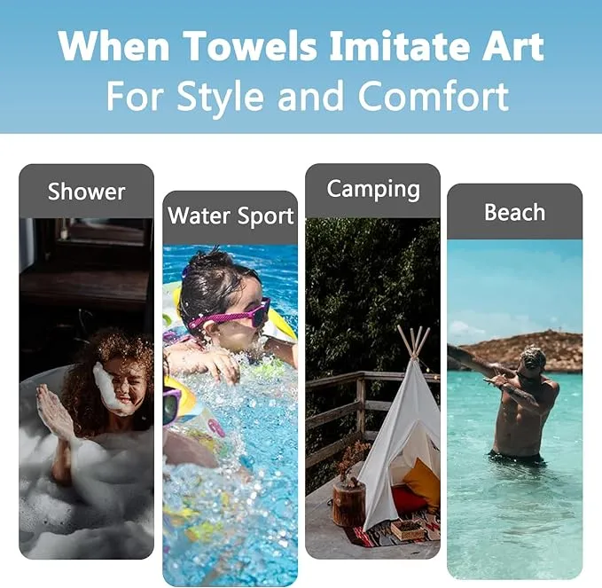 Microfiber Beach Towels 2 Packs, Oversized Quick-Dry Towels for Adults, Lightweight Thin Towels (72" x 36") for Swimming, Beach, Camping