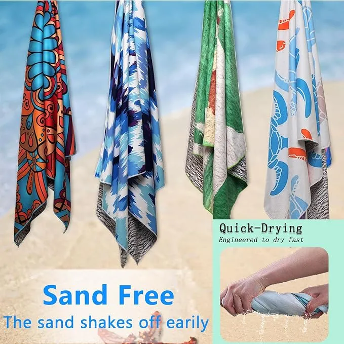 Microfiber Beach Towels 2 Packs, Oversized Quick-Dry Towels for Adults, Lightweight Thin Towels (72" x 36") for Swimming, Beach, Camping