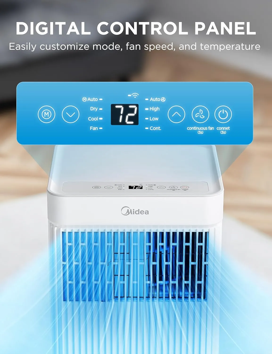 Midea 8,500 BTU ASHRAE (5,000 BTU SACC) Portable Air Conditioner, Smart Control, Cools up to 150 Sq. Ft., with Dehumidifier & Fan mode, Easy- to-use Remote Control & Window Installation Kit Included