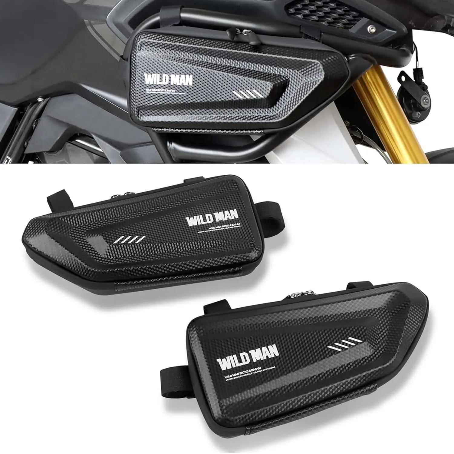 Mini Motorcycle Tool Bag - Waterproof Bike Frame Bag with EVA Hard Shell Side Crash Bar Protection for Scooter & Dirt Bike