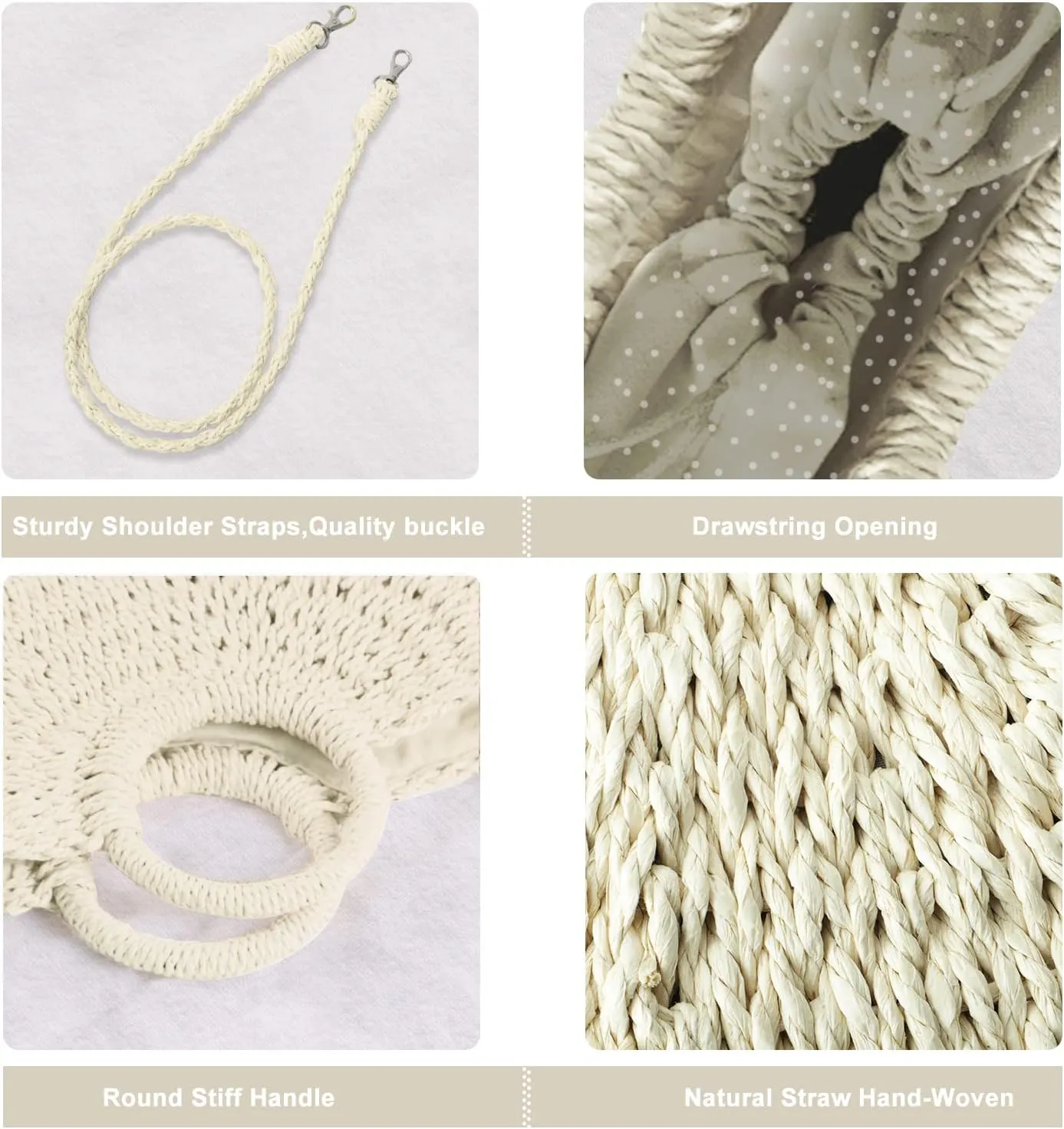 Mini Semi-circle Rattan Straw Bag, Hand-woven Women Summer Retro Beach Tote Shoulder Bag Crossbody Travel Beach Bag