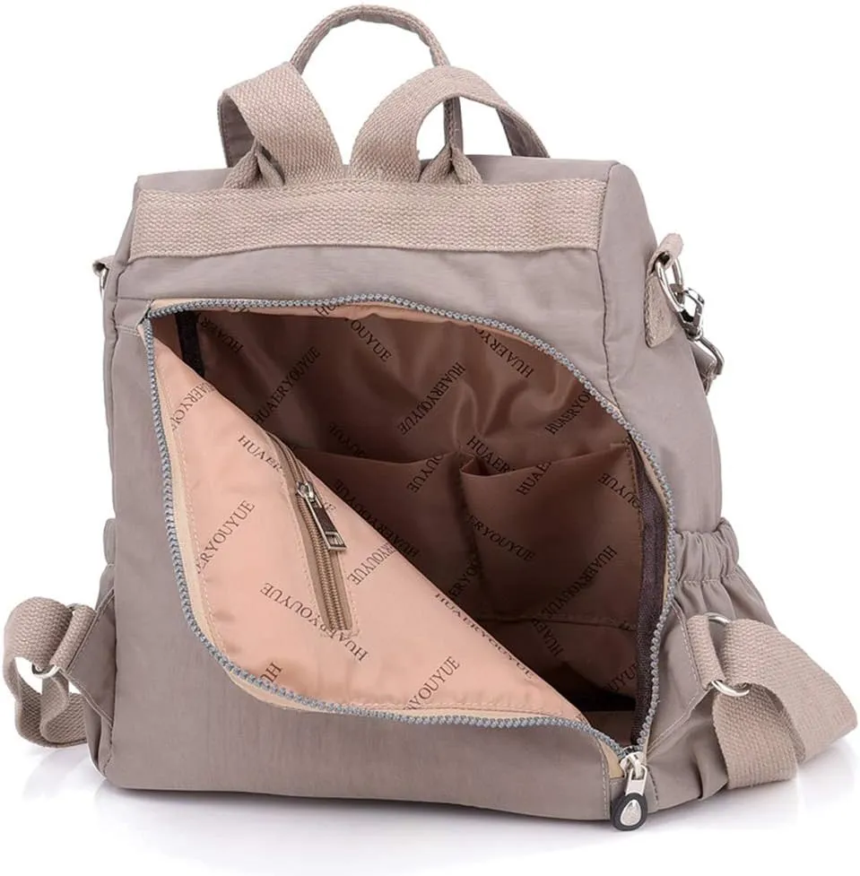 MINTEGRA Women Shoulder Backpack Multi-Pocket Nylon Purse Large Capacity Waterproof Casual Daypack