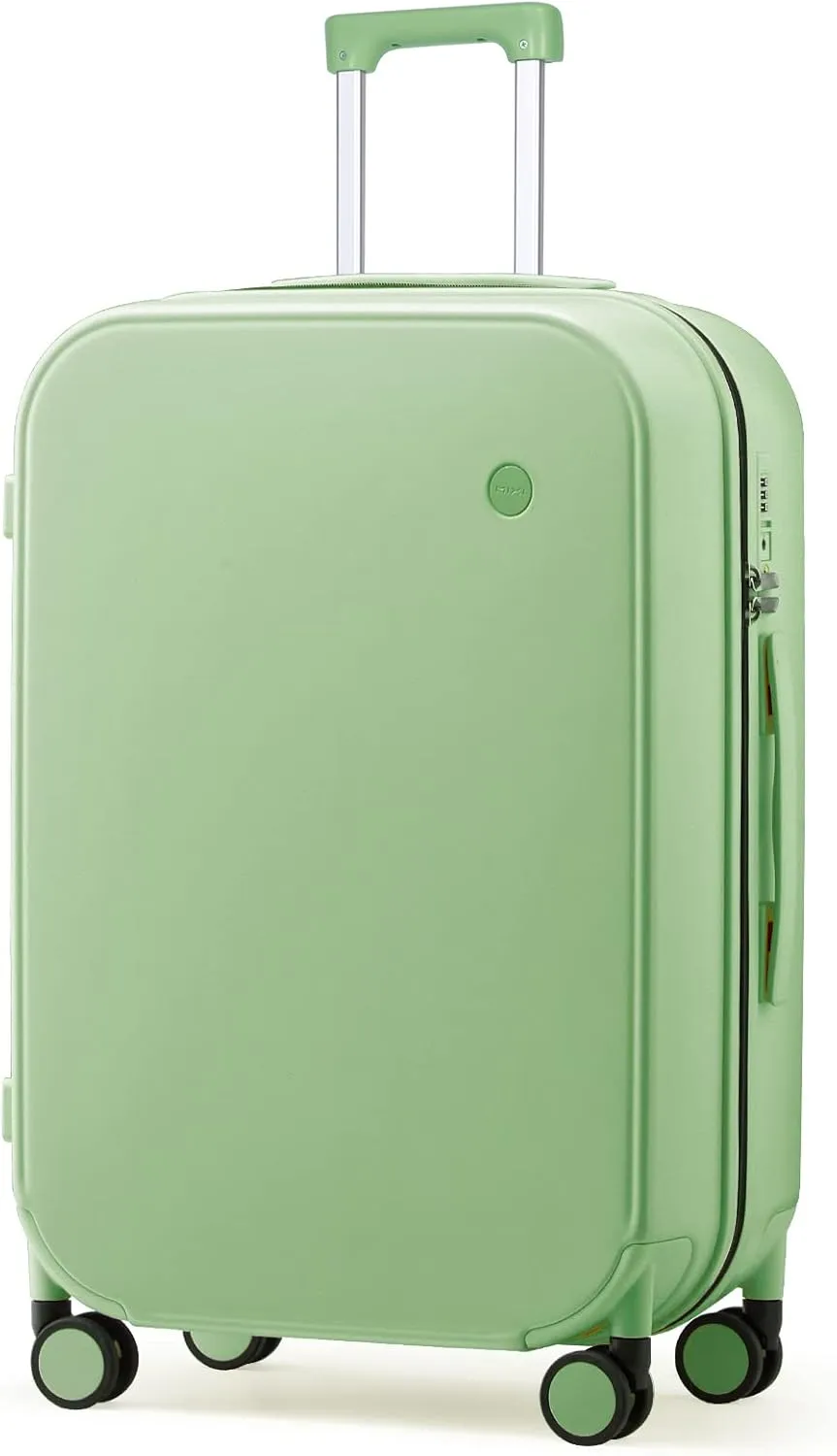 mixi Suitcase Spinner Wheels Checked Luggage Hardshell Lightweight Rolling Suitcases PC with Cover & TSA Lock for Business Travel, 24inch, Avocado Green