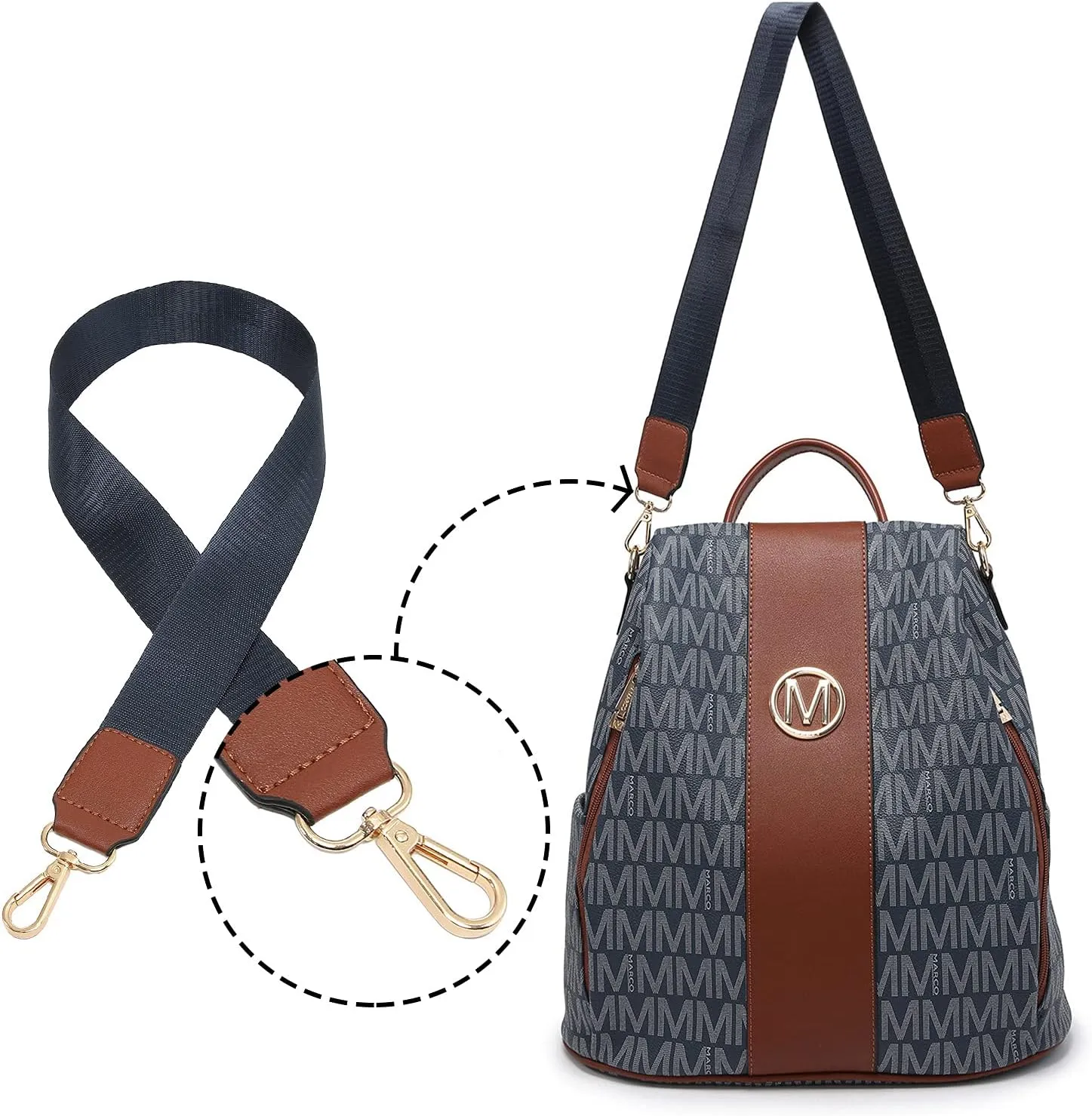 MKP COLLECTION Women Fashion Backpack Purse Multi Pockets Anti-Theft Rucksack Travel Shoulder Bag Handbag Set 2pcs