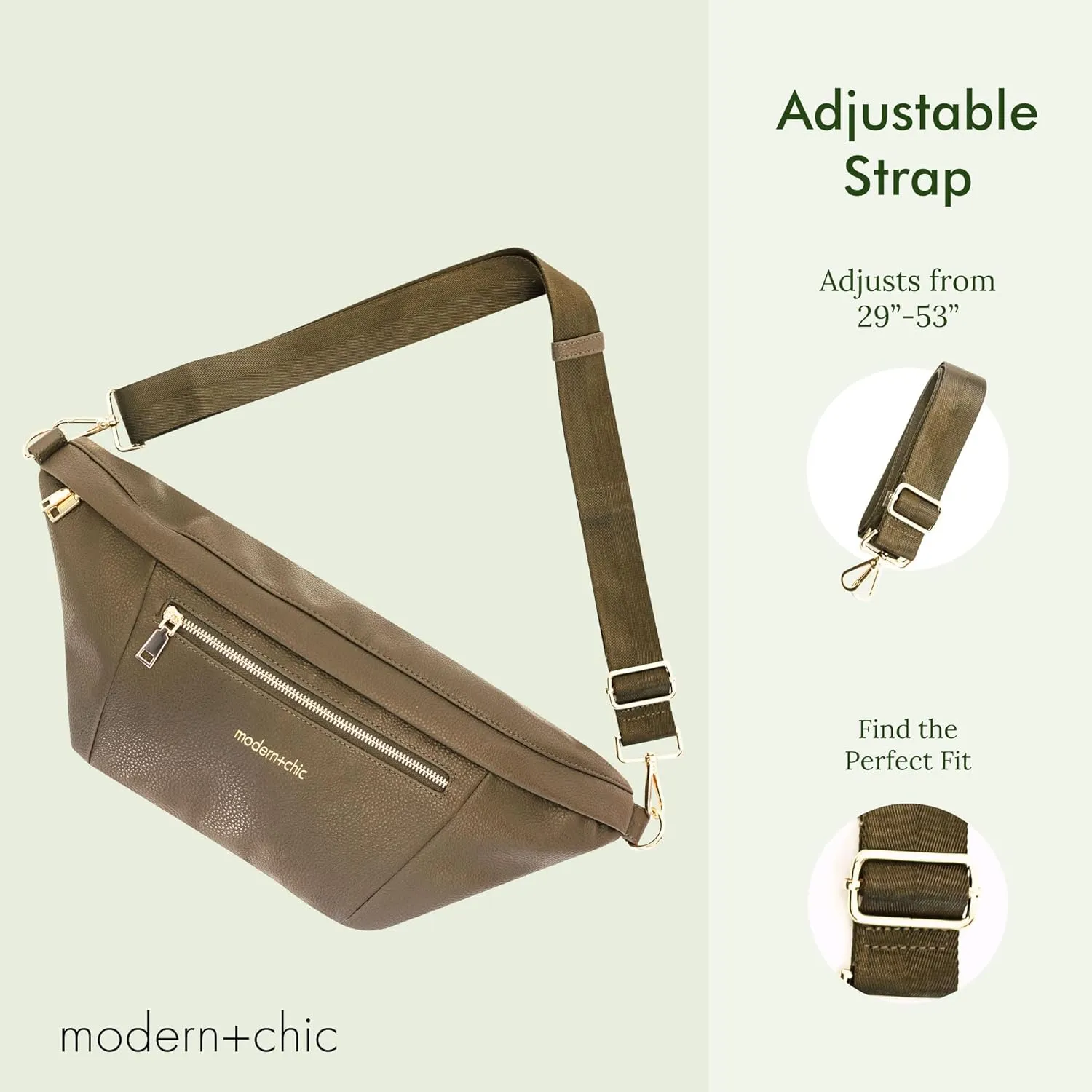 Modern Chic Sling Bags for Women - Presley Oversized Sling Bag, Vegan Leather Crossbody Bag with Strap & Multiple Pockets (Deep Khaki Green)