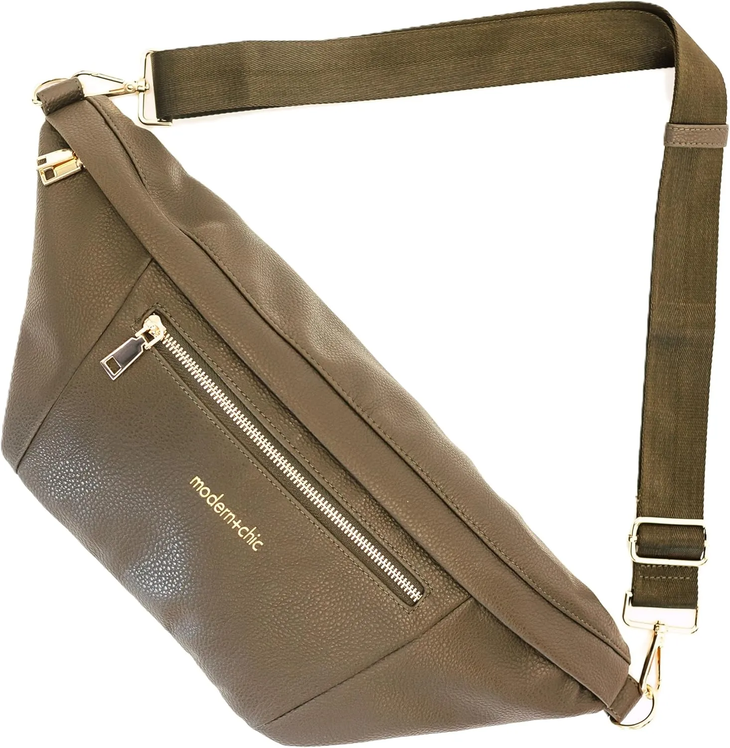 Modern Chic Sling Bags for Women - Presley Oversized Sling Bag, Vegan Leather Crossbody Bag with Strap & Multiple Pockets (Deep Khaki Green)